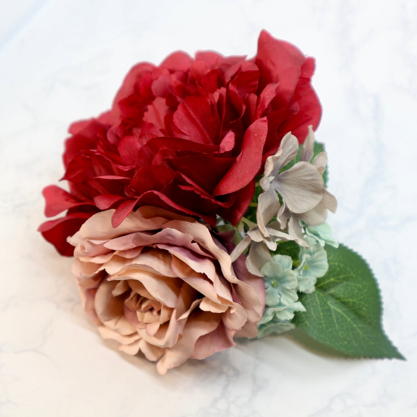 フラメンコ花髪飾り:フローレス(深紅のピオニーと薔薇のブーケ◎1輪づつのセパレート可能)