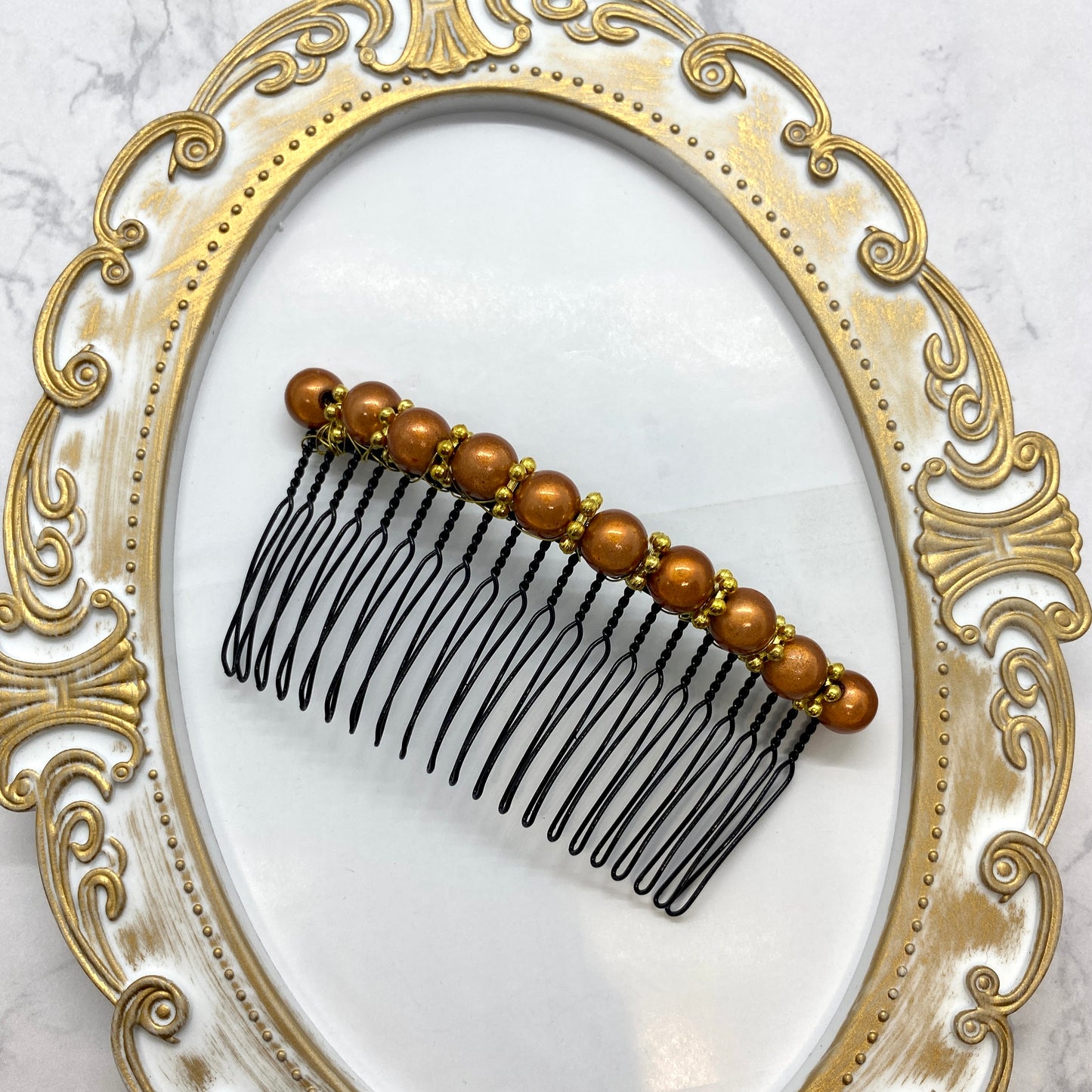 ペイネタ(コーム)ビーズ&ゴールド透かしペアセット フラメンコヘアースタイル