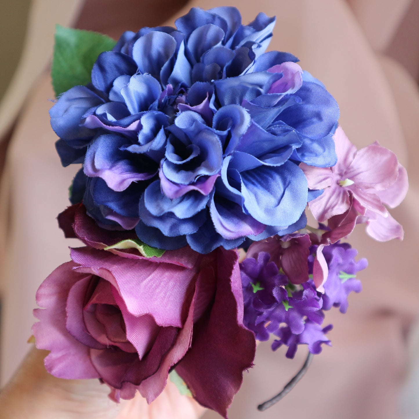 フラメンコ花髪飾り:フローレス(ブルー&パープルのブーケ)
