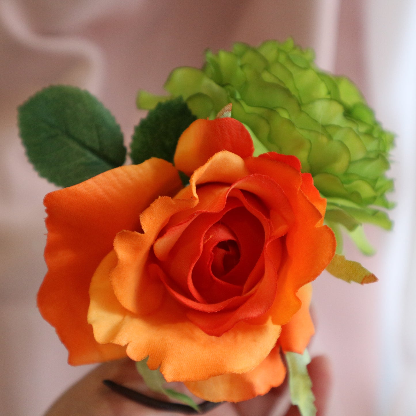 フラメンコ花髪飾り:フローレス(オリーブ&オレンジブーケとミニ薔薇セット)