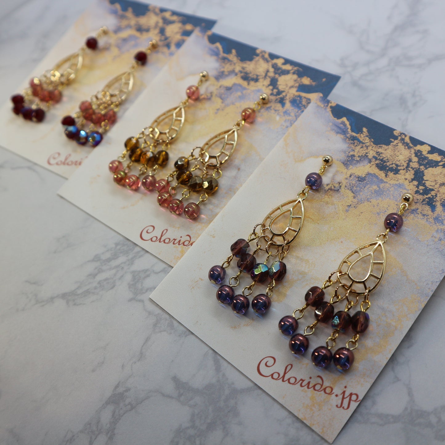 チェコガラスビーズのエスニック風ピアス(イヤリング) :ミスティックパープル