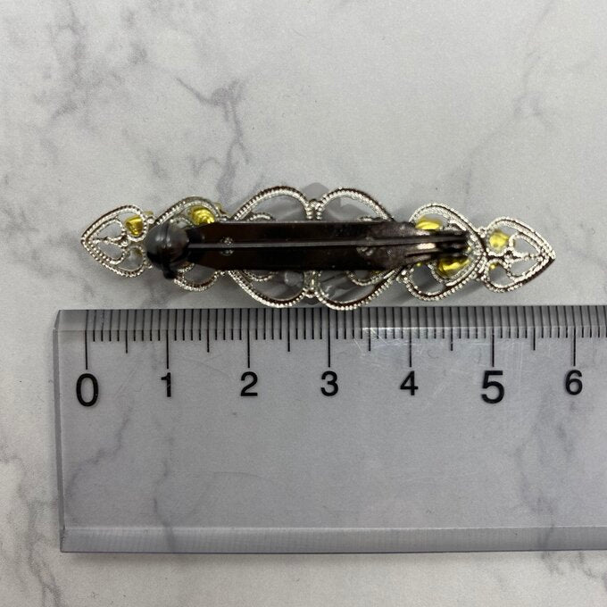 小さい薔薇のフラメンコシージョ留め/ブローチ ブルーグレー