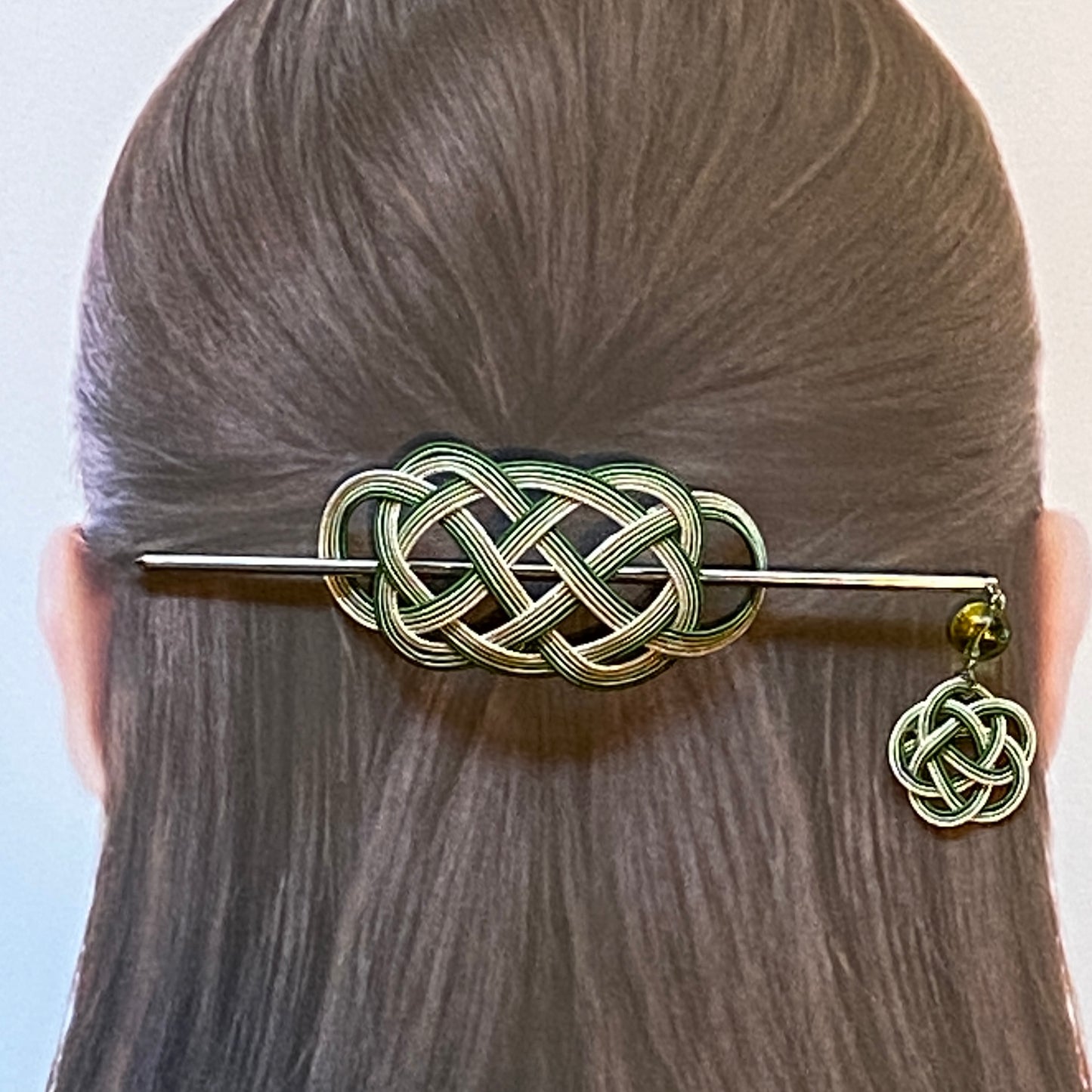 水引のマジェステとかんざし(グリーンとシルバー)