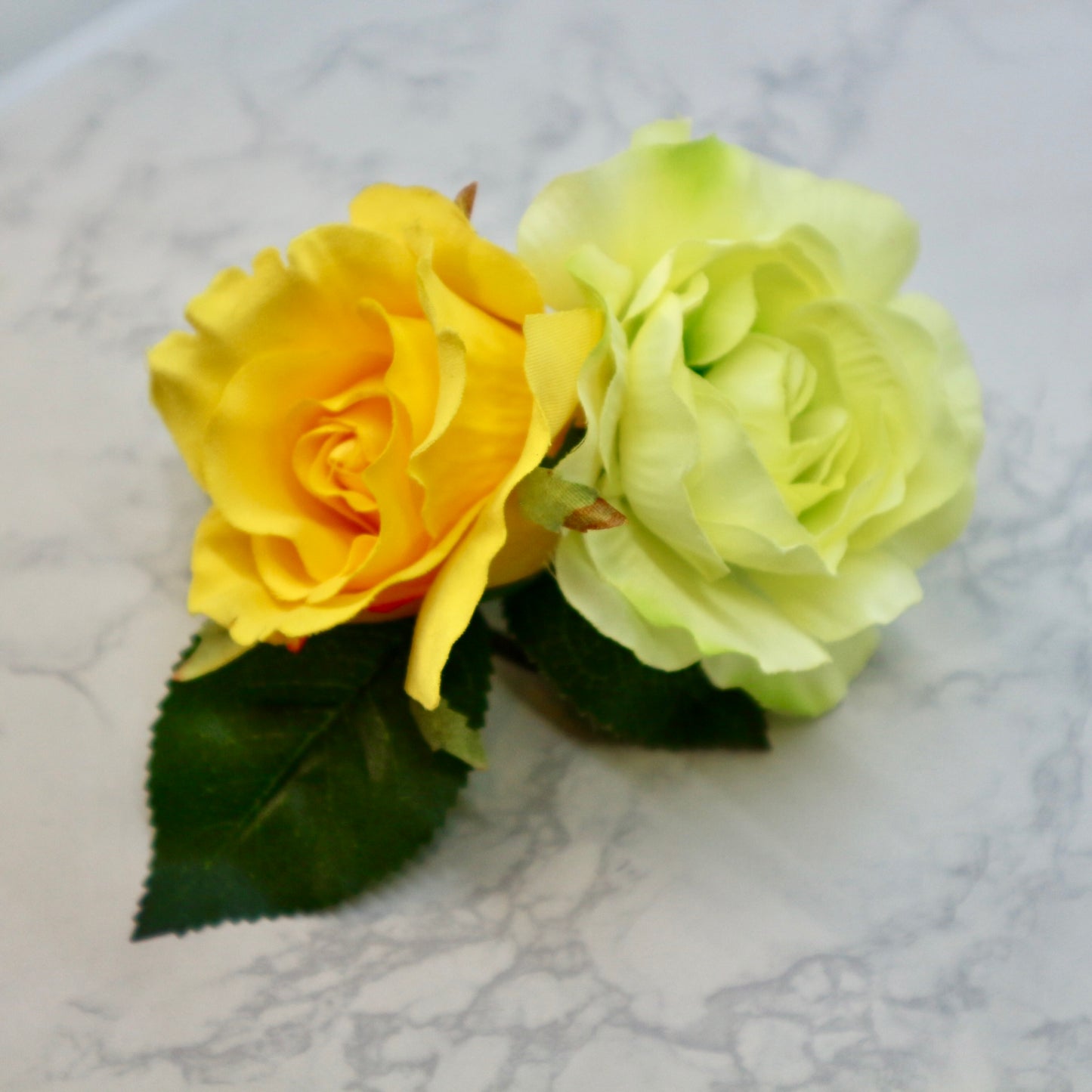 フラメンコ花髪飾り:フローレス ツイン(イエロー薔薇＆ラナンキュラス)