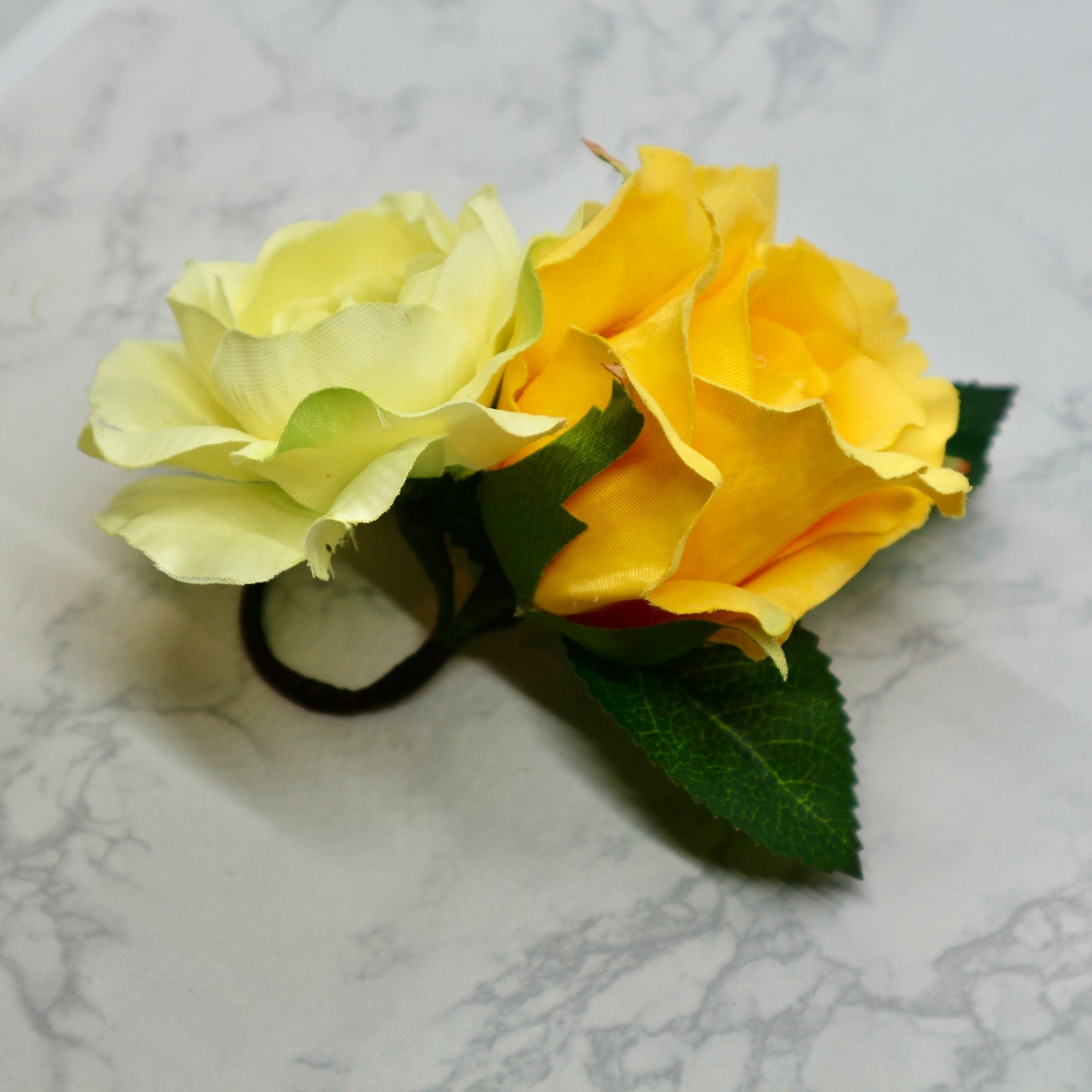 フラメンコ花髪飾り:フローレス ツイン(イエロー薔薇＆ラナンキュラス)