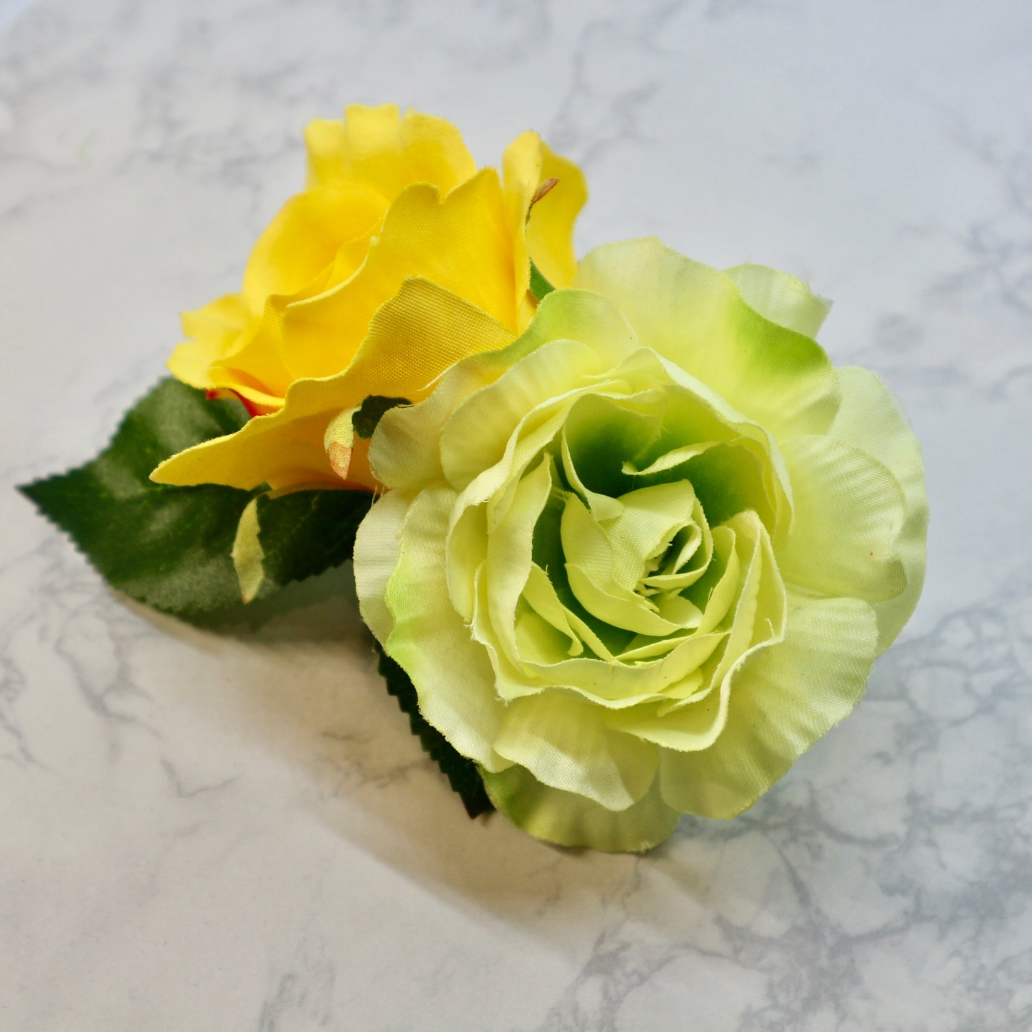 フラメンコ花髪飾り:フローレス ツイン(イエロー薔薇＆ラナンキュラス)