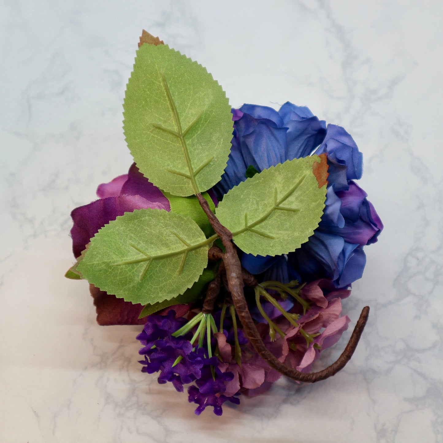 フラメンコ花髪飾り:フローレス(ブルー＆パープルのブーケ)