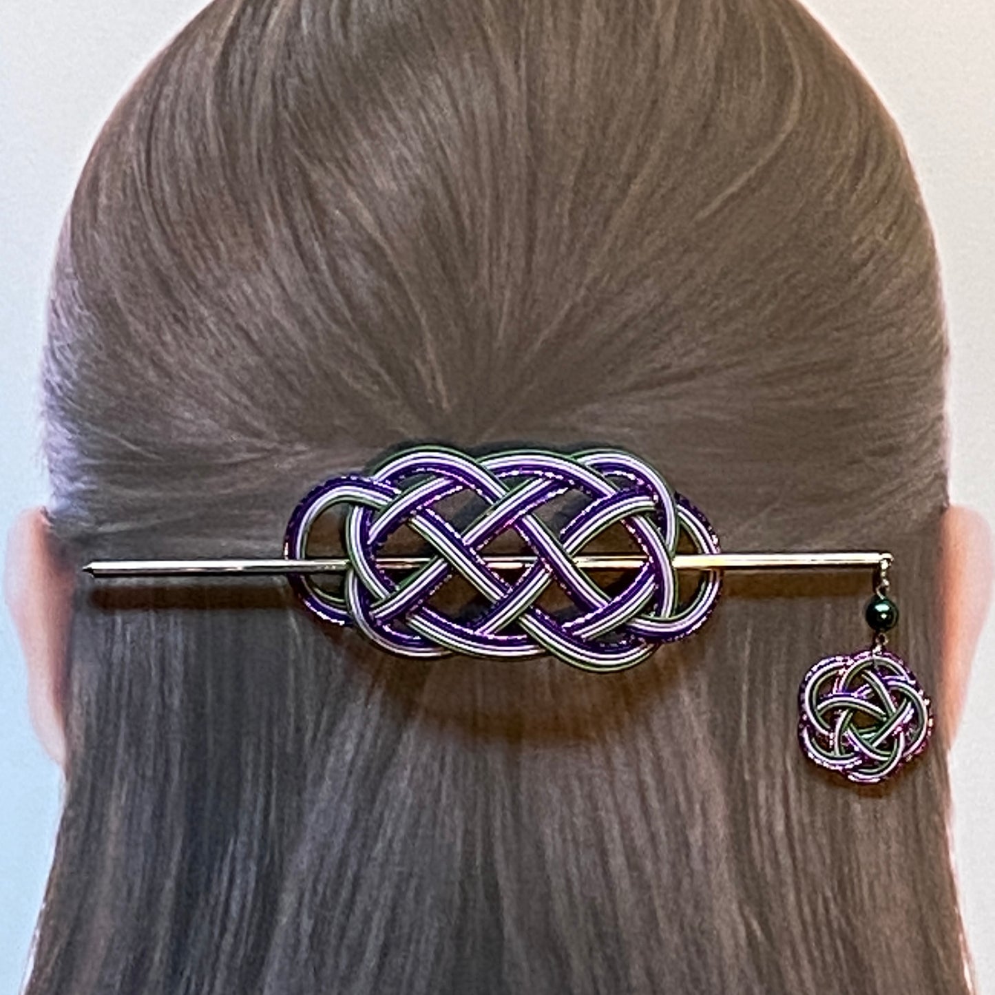 水引のマジェステとかんざし(銀紫、紫、薄紫、緑)