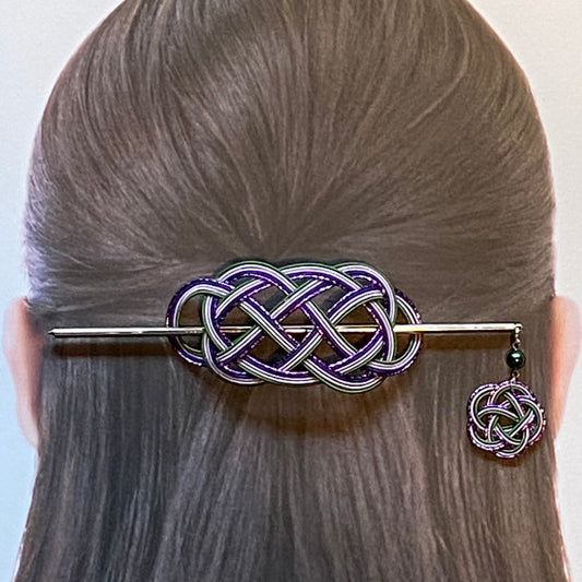 水引のマジェステとかんざし(銀紫、紫、薄紫、緑)