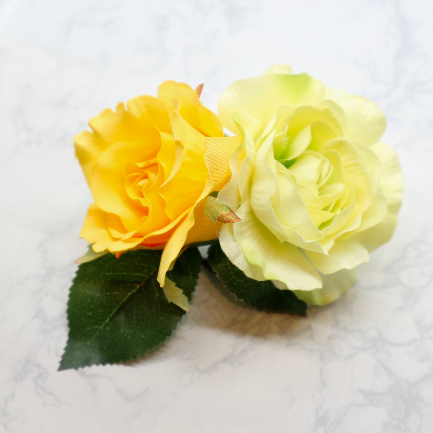 フラメンコ花髪飾り:フローレス ツイン(イエロー薔薇＆ラナンキュラス)