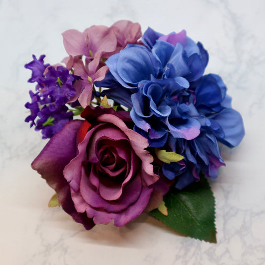 フラメンコ花髪飾り:フローレス(ブルー＆パープルのブーケ)
