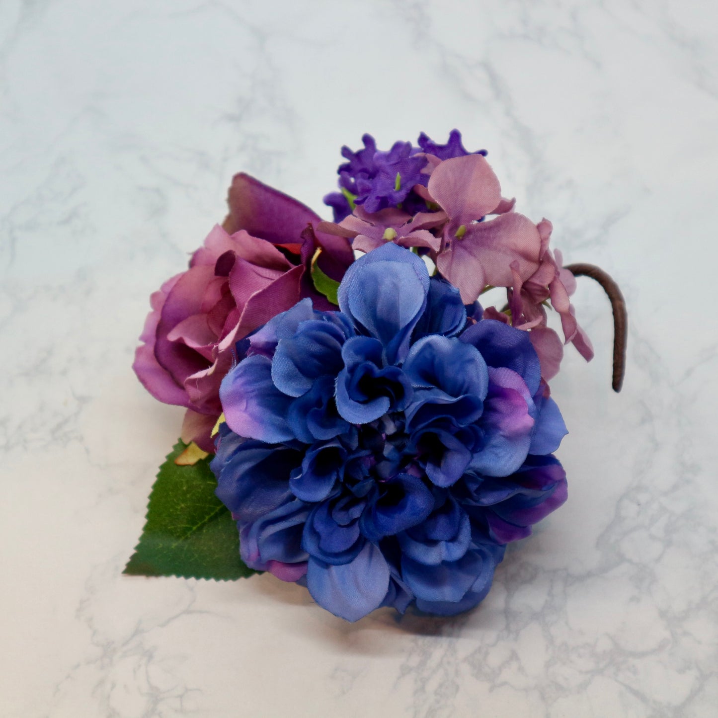 フラメンコ花髪飾り:フローレス(ブルー＆パープルのブーケ)