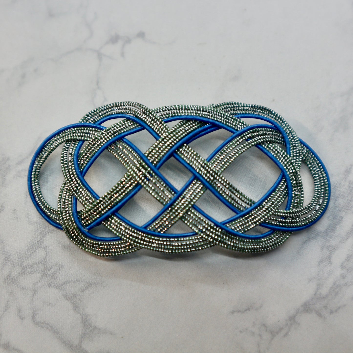 水引のマジェステとかんざし(ブルーとシルバー)