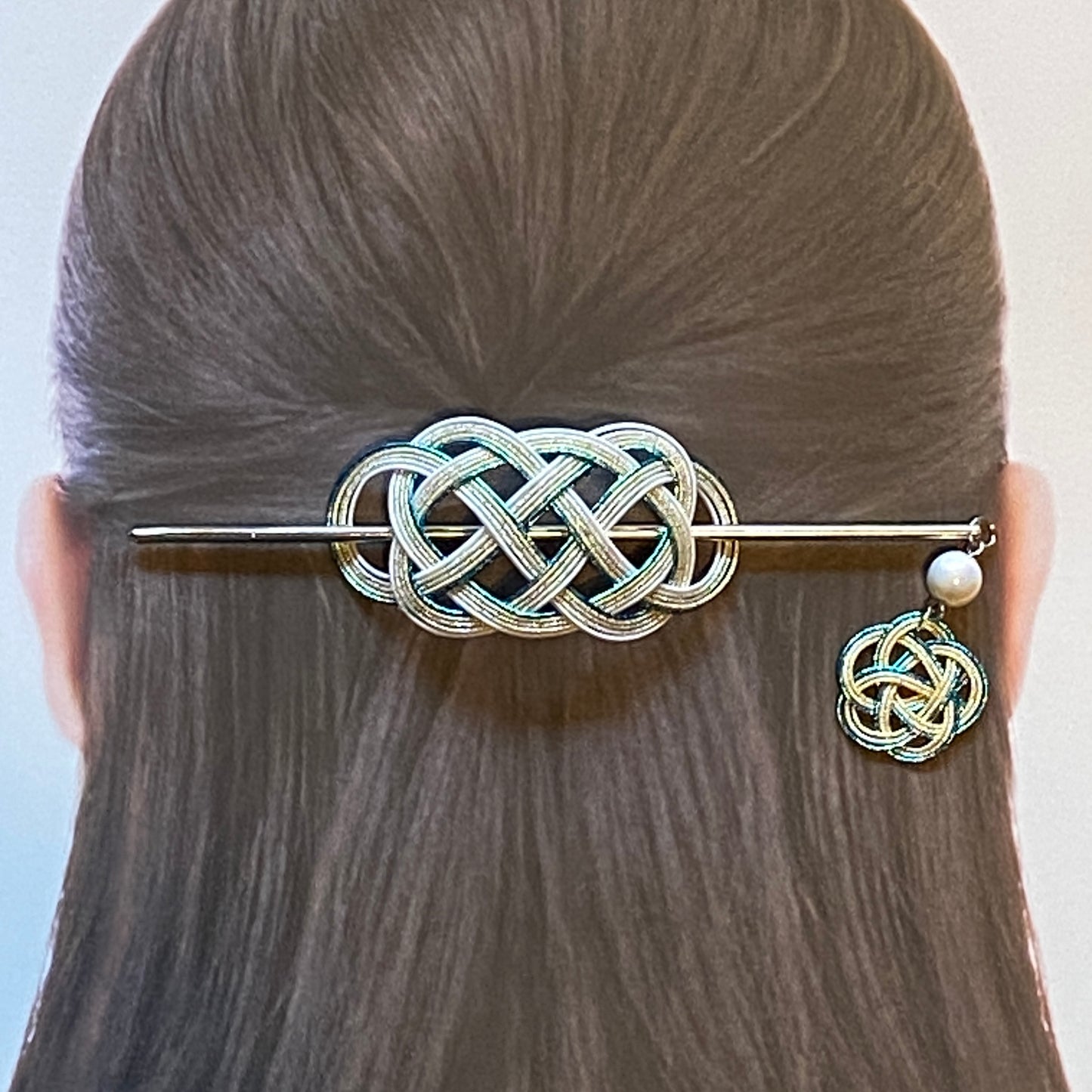 水引のマジェステとかんざし(ブルー、シルバー、ホワイト)