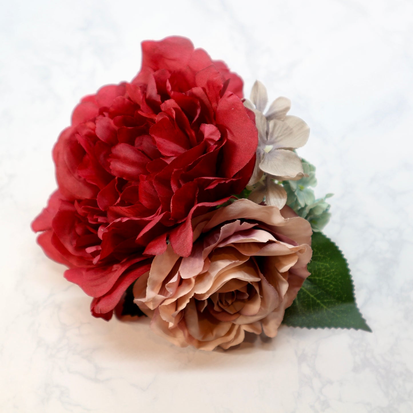フラメンコ花髪飾り:フローレス(深紅のピオニーと薔薇のブーケ◎1輪づつのセパレート可能)
