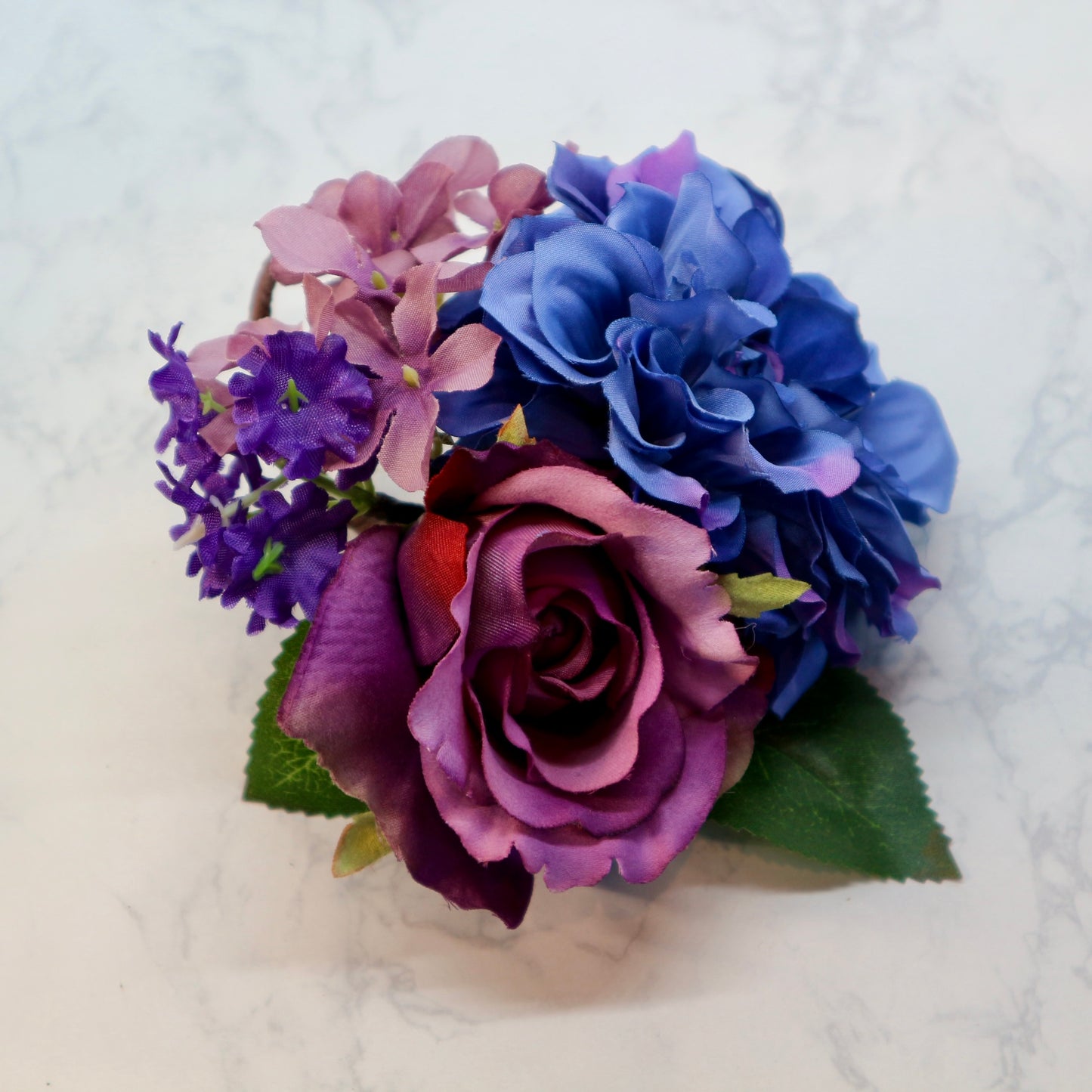 フラメンコ花髪飾り:フローレス(ブルー＆パープルのブーケ)