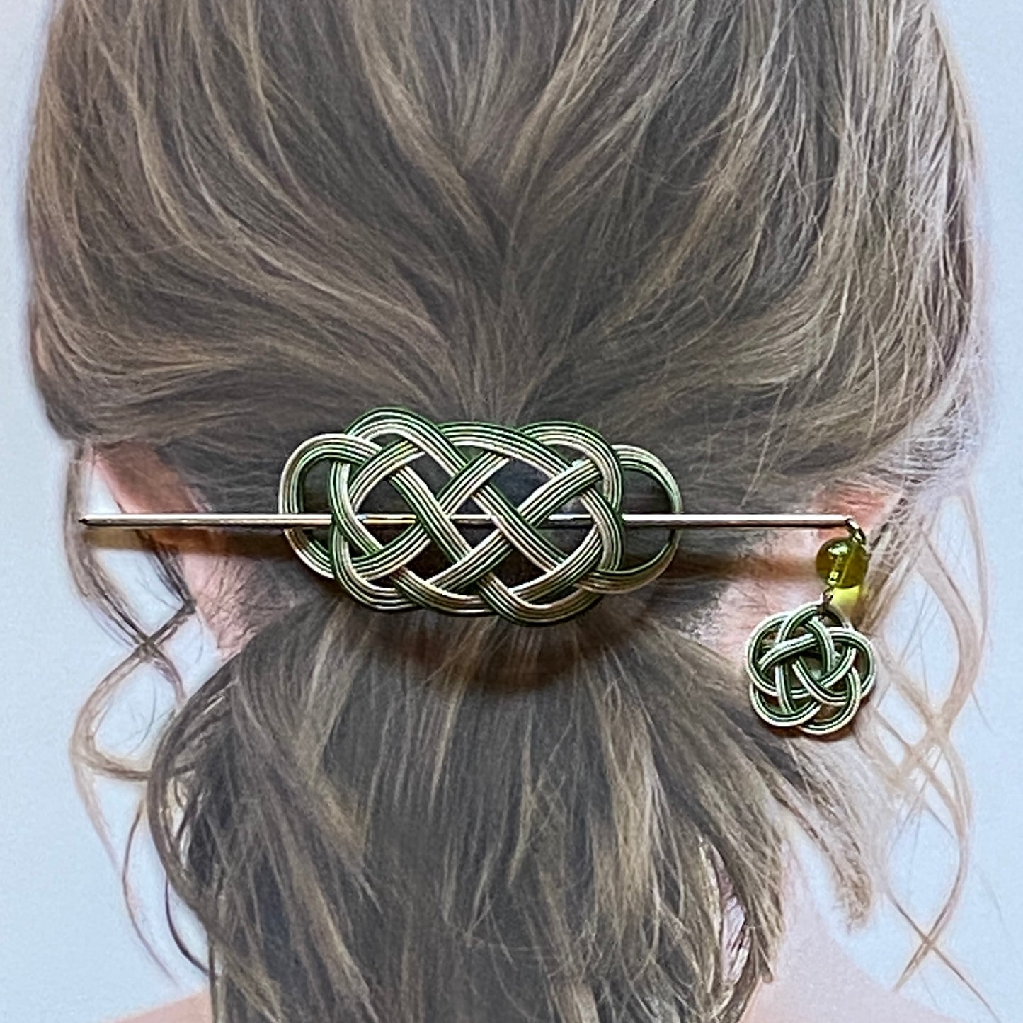 水引のマジェステとかんざし(グリーンとシルバー)