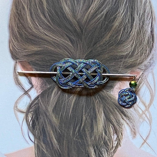 水引のマジェステとかんざし(ブルーとシルバー)