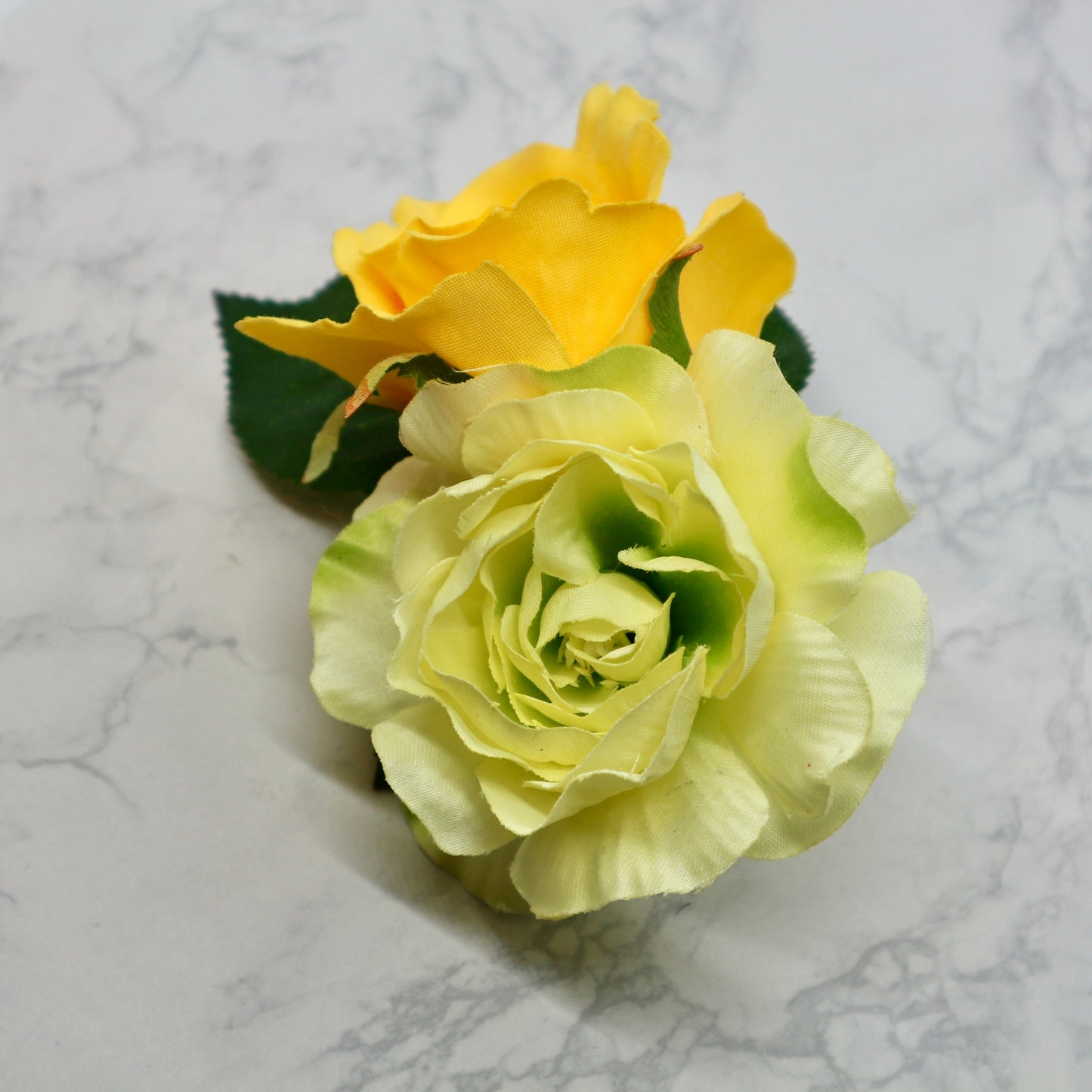 フラメンコ花髪飾り:フローレス ツイン(イエロー薔薇＆ラナンキュラス)