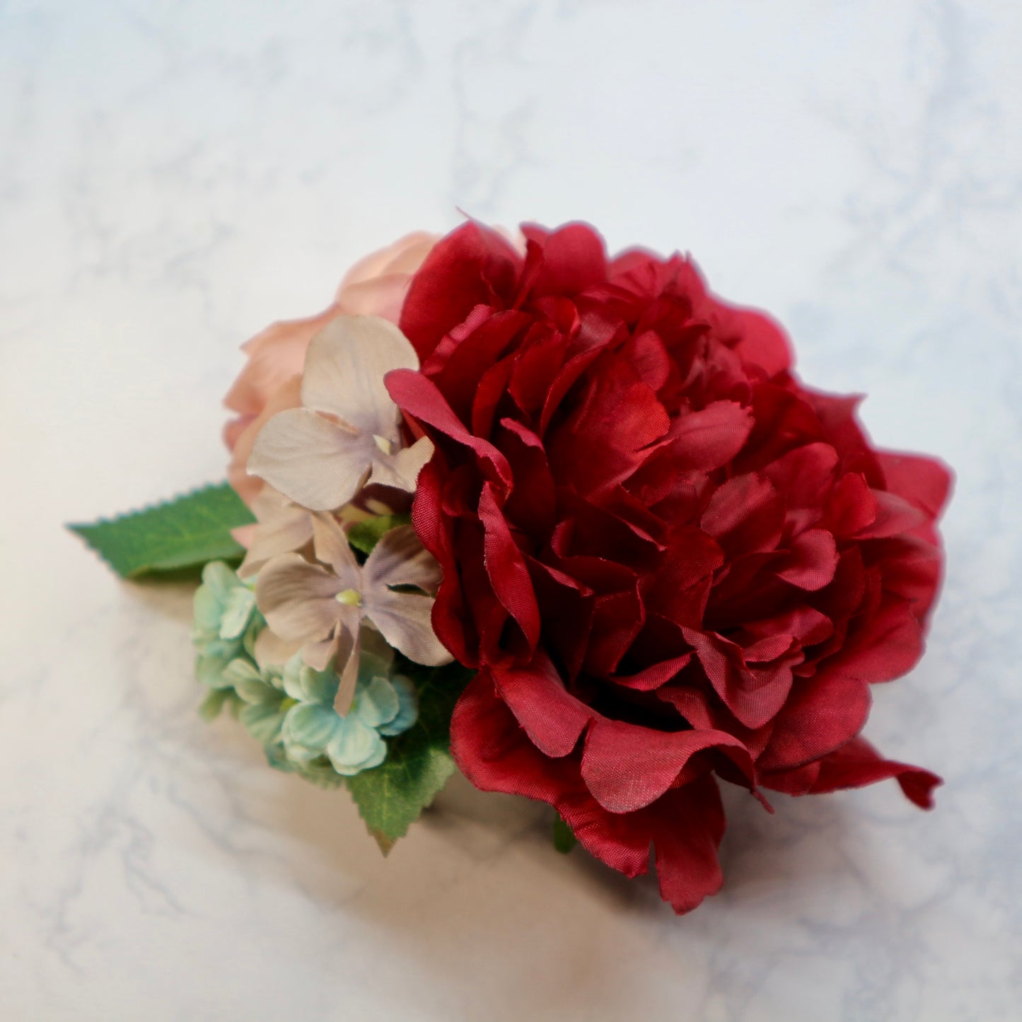 フラメンコ花髪飾り:フローレス(深紅のピオニーと薔薇のブーケ◎1輪づつのセパレート可能)