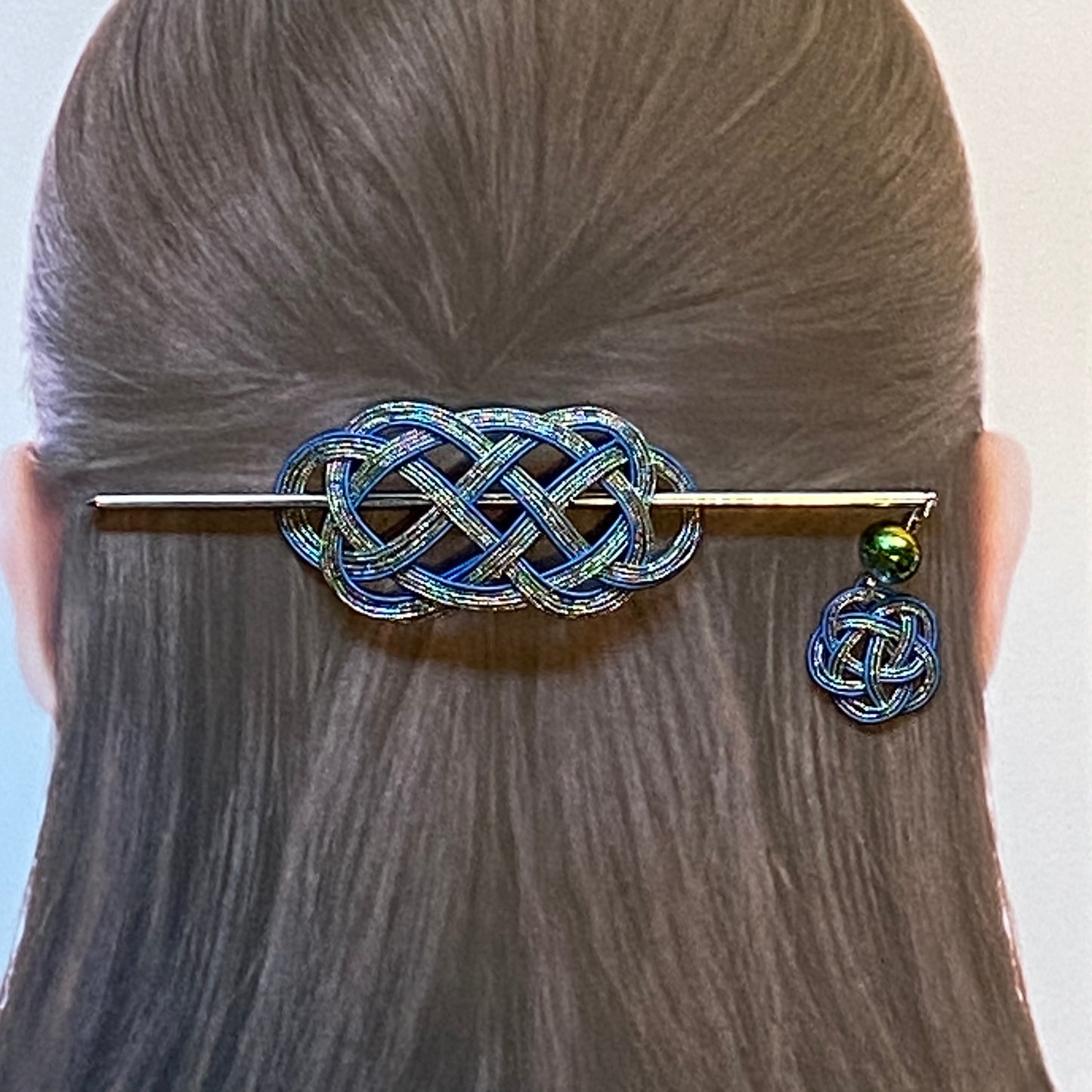 水引のマジェステとかんざし(ブルーとシルバー)